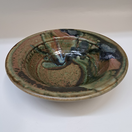 #260215 Serving Bowl Green & Mauve $22 at Hunter Wolff Gallery
